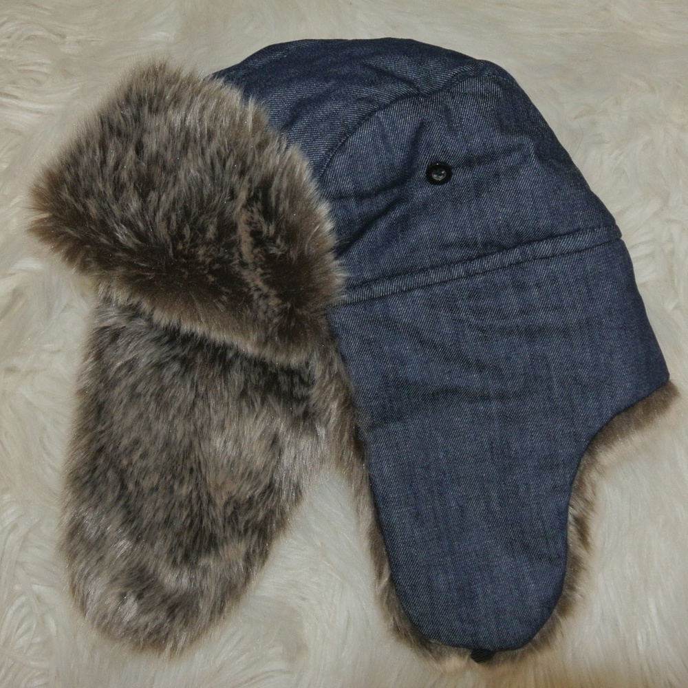 Gap Denim & Faux Fur Hat